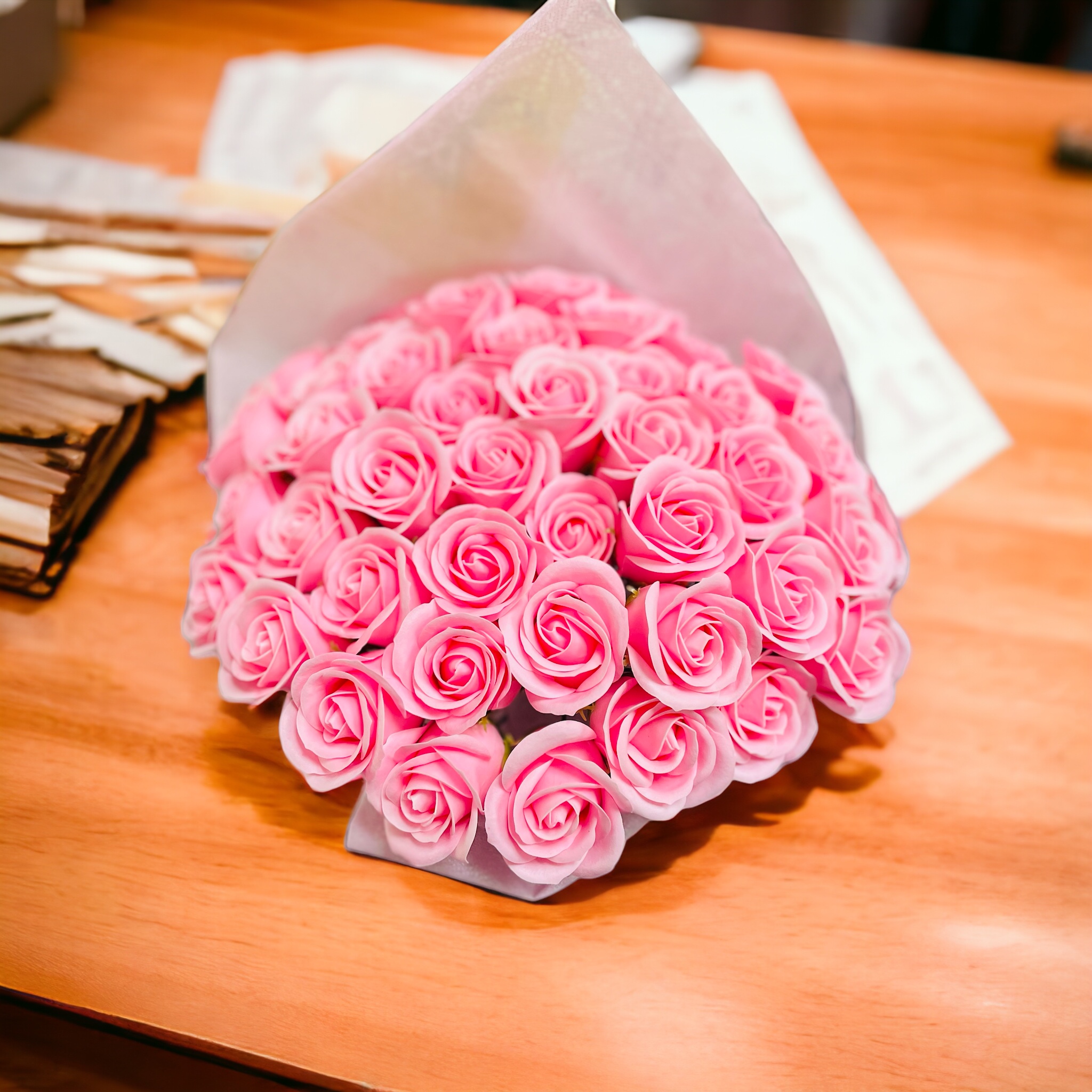 ピーチピンク　S(50本)　サヴォンローズ　ばらの花束　母の日におすすめ☆(ROSE＆SKY（ローズアンドスカイ）さん)のメインイメージ
